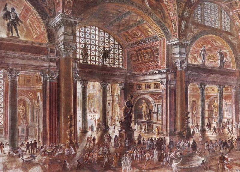 unknow artist Reconstruction of the Baths of Diocletian in Rome china oil painting image